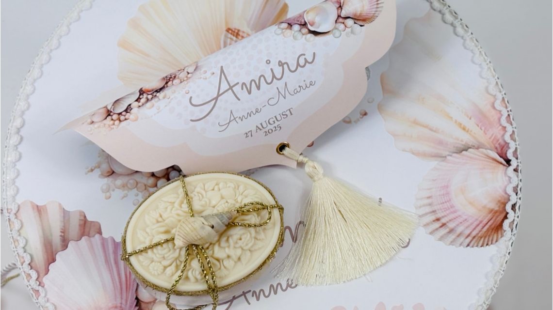 Trusou botez cu perle și scoici în nuanțe sand & peach – „Perle Marine” 17